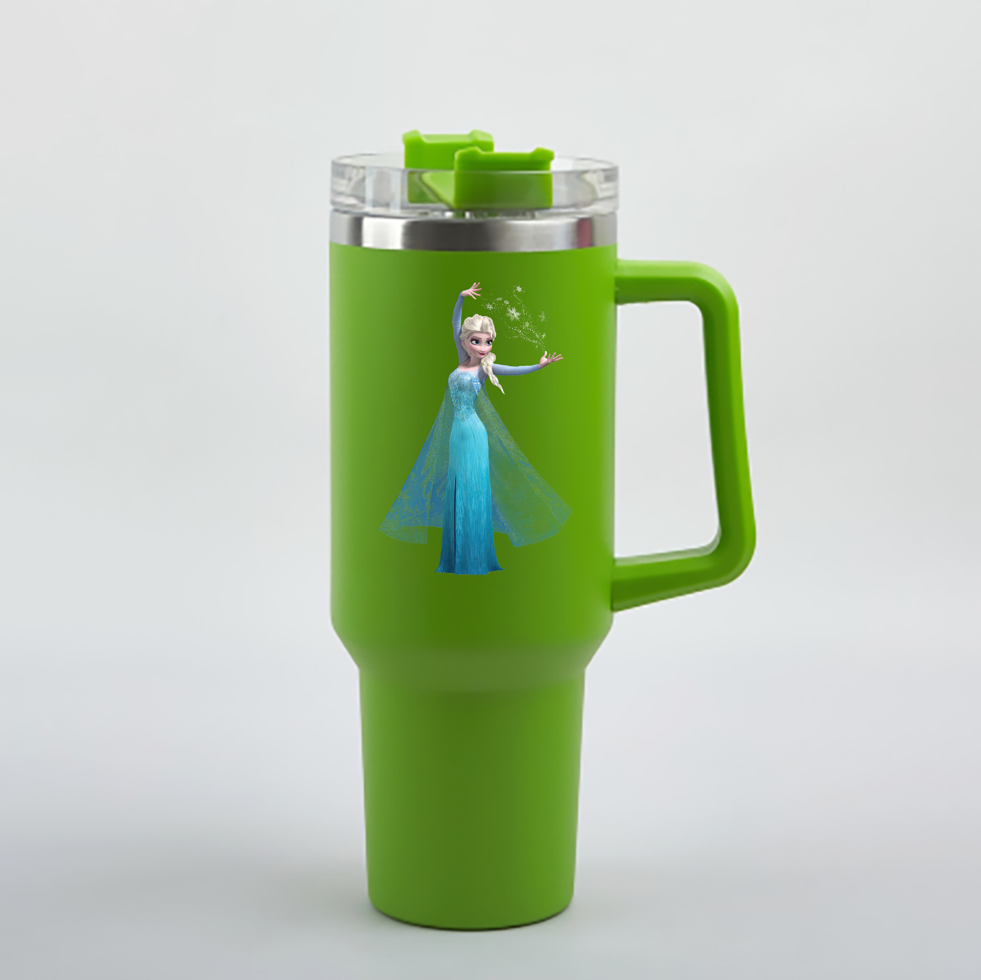 （画像用） アナと雪の女王 アンナ エルサ Frozen Anna Elsa 1200mL車用タンブラー - クリスタルステッカー（プラスチックストロー付き）